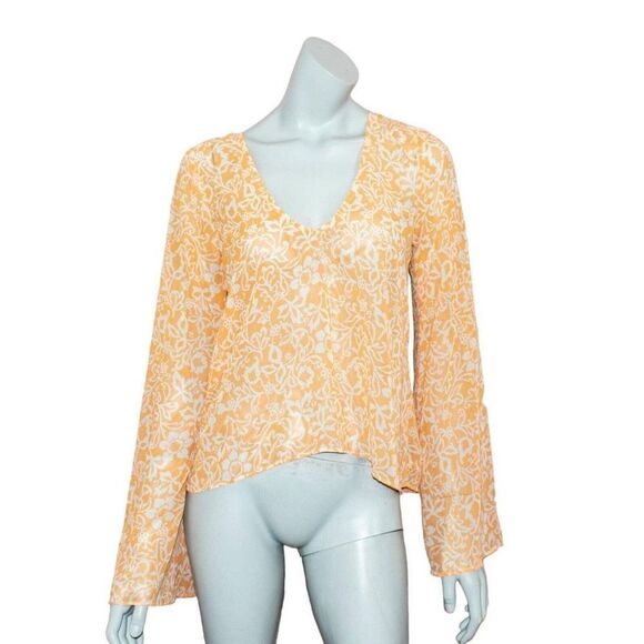 Show Me Your Mumu Long-Sleeve Orange Swirl Bohemian Hippie Summer Layer Airy - Picture 2 of 7